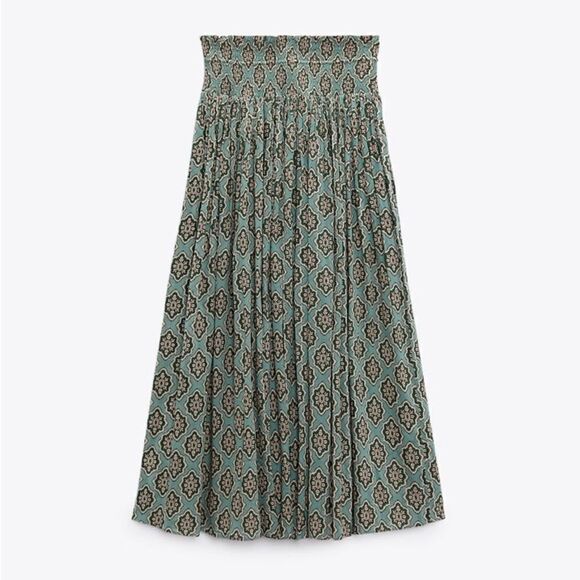 ZARA BOHO SMOCKED LONG PRINTED SKIRT - Picture 14 of 15